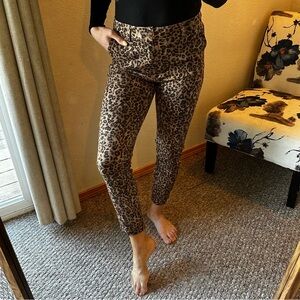 Leopard-Print Slim Crop Pants - Brown/Black
